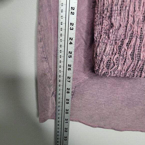 Parsley and Sage pink grunge textured 3/4 sleeve high low top size large - Picture 7 of 7